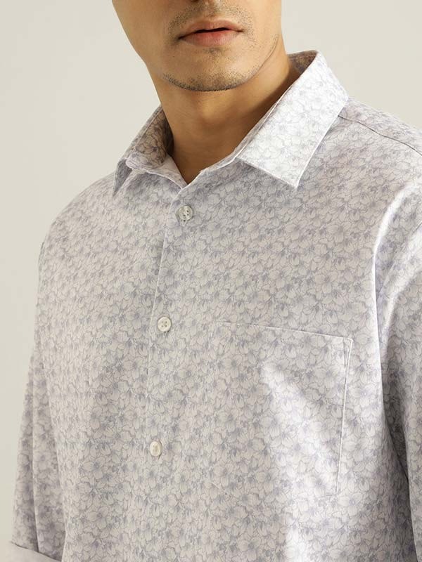 Indian Terrain Men Floral Print White Shirt